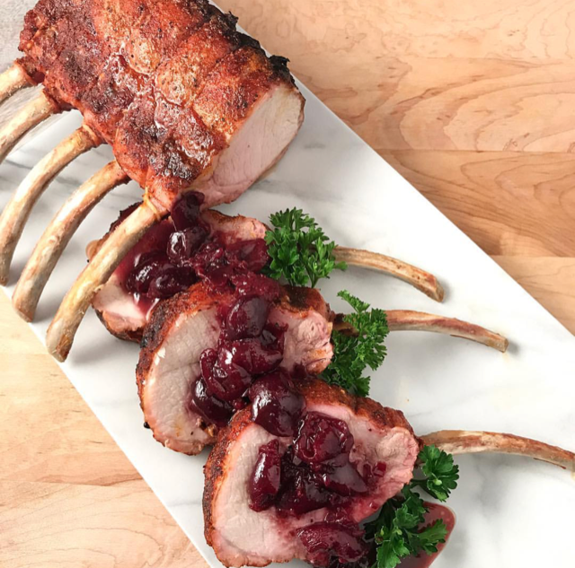 Rack of Pork with Cherry Reduction Sauce &ndash; Wassi's Rubs &amp; Sauces